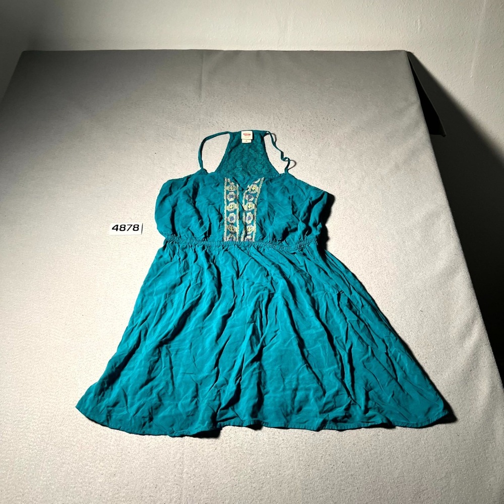 Mossimo Supply Co. Dress Womens XL Teal Blue Embroidered Detail Sleeveless